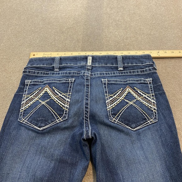 Ariat REAL Bootcut Jeans Womens 33R Blue Mid Rise Embroidered Stretch Denim - Picture 5 of 12